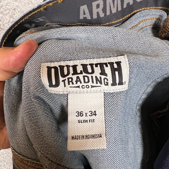 Duluth Trading Jeans Mens 36x34 Blue Armachillo Slim Fit Denim Workwear - Picture 6 of 10